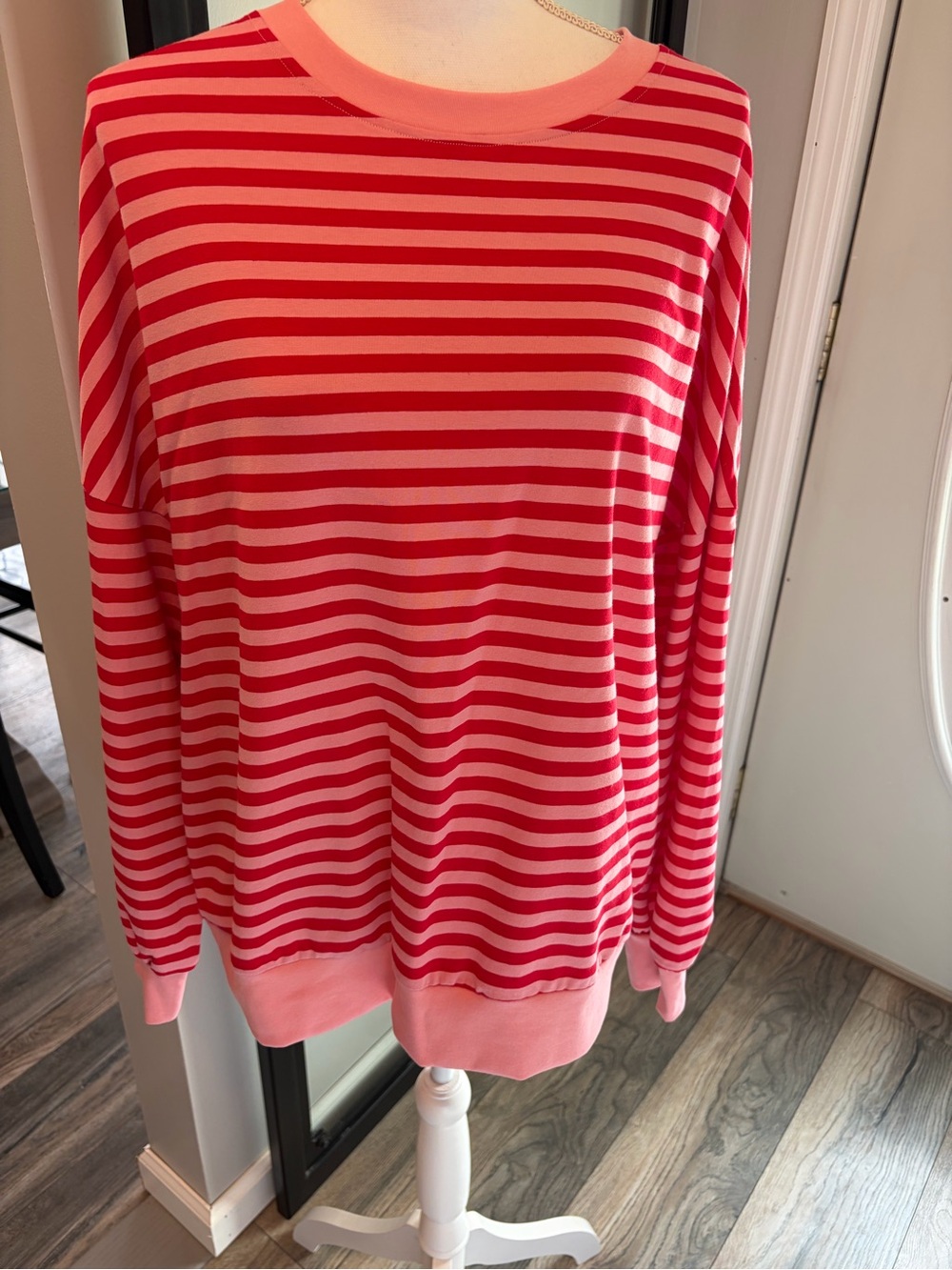 New With Tags…Boutique Striped Cut-Out Back Design Oversized Long Sleeve Top
